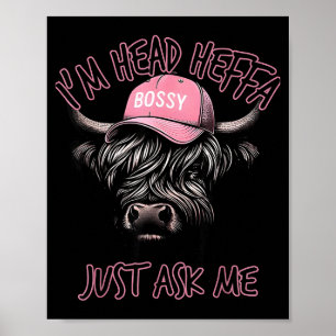 Póster Soy la Jefa Pregúntale a Mi Vaca de las Tierras Al
