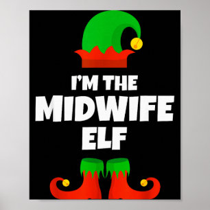 Póster Soy la partera elfa pijama familia Navidad diverti