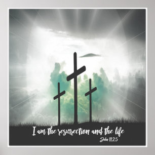 Póster Soy la Resurrección y el Verso de la Biblia