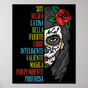 Póster Soy mujer Latina Sugar Skull Mujeres Cinco De Mayo