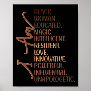 Póster Soy mujer negra educada melanina mes de la histori