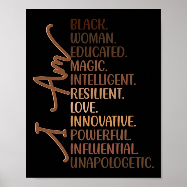 Póster Soy mujer negra educada melanina mes de la histori (Frente)