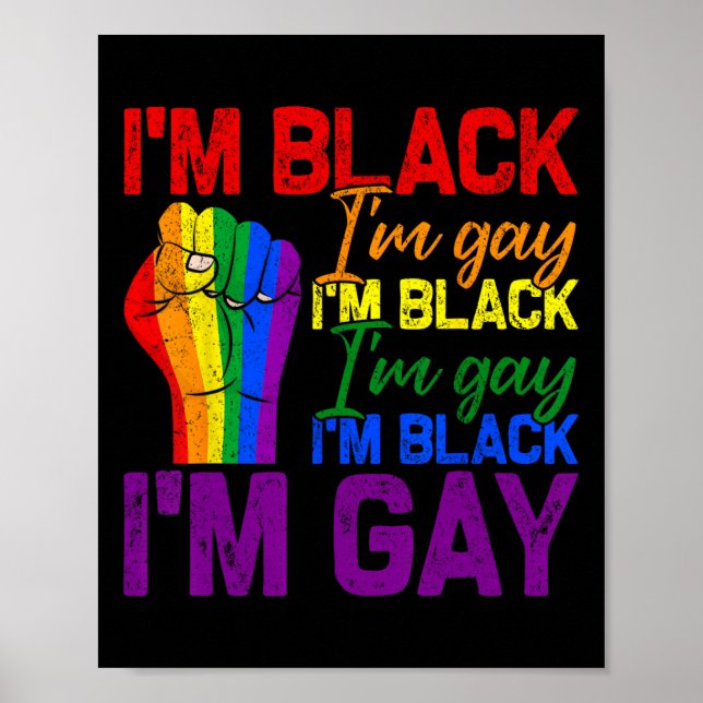 Póster Soy negro soy gay puño de poder orgullo Lgbtq negr (Frente)