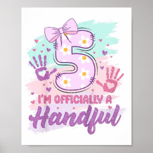 Póster Soy Oficialmente Un Puñado Cinco Lazo Rosa Cumplea