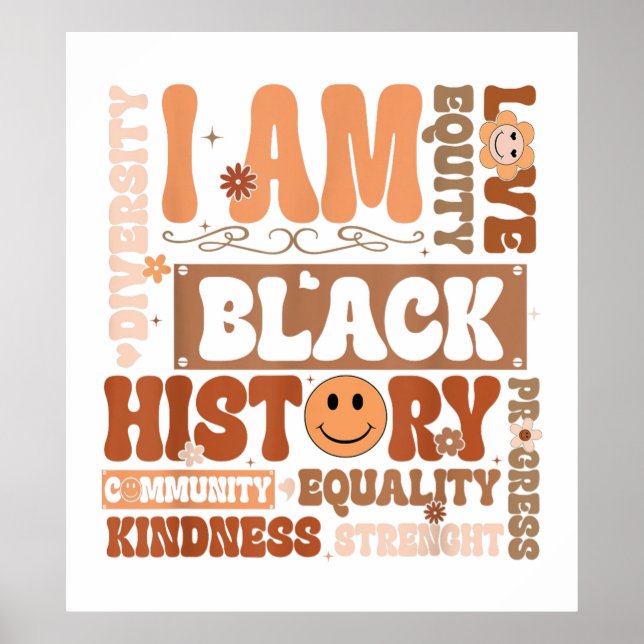 Póster Soy palabras de motivación de la historia negra (Frente)
