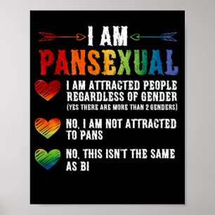 Póster Soy pansexual, orgullo LGBTQIA, corazones arcoiris