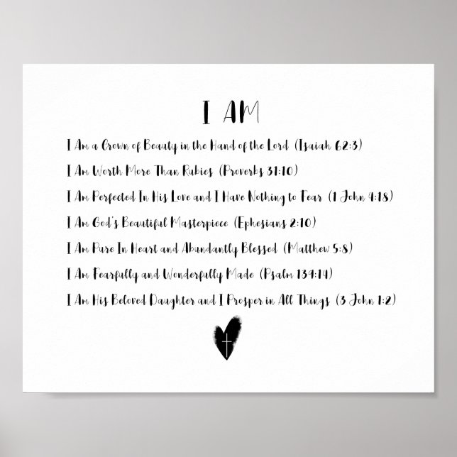 Póster Soy Poster cristiana de las afirmaciones (Frente)