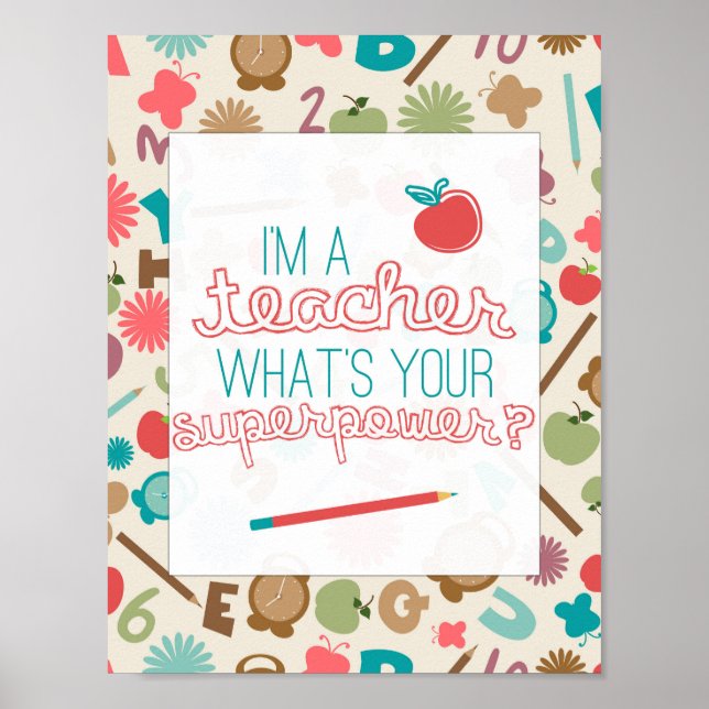 Póster Soy profesor, ¿Cuál es tu superpoder? (Frente)