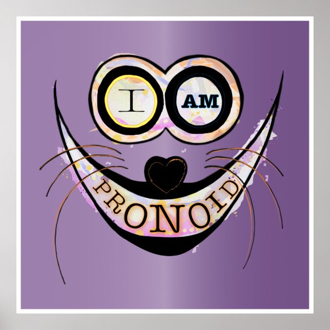 Póster Soy PRONOZ, optimista y gracioso cita de gato (Frente)