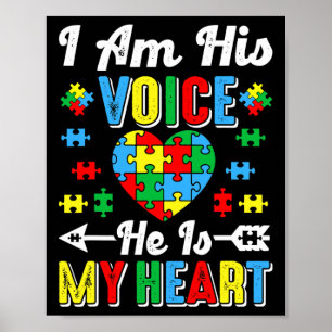 Póster Soy Su Voz Él Es Mi Autismo Corazón Mamá Autismo T