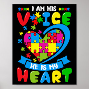 Póster Soy Su Voz Él Es Mi Corazón Amor Autismo Awarenes
