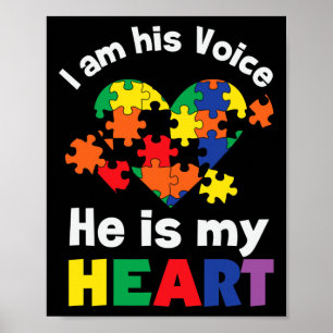 Póster Soy Su Voz Él Es Mi Corazón Autismo Conciencia Mam