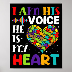 Póster Soy Su Voz Él Es Mi Corazón Autismo Conciencia Mam