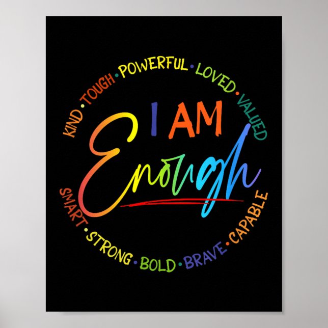 Póster Soy Suficiente, Amable, Poderoso, Amado, Valioso,  (Frente)