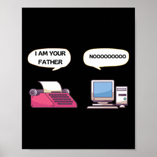 Póster Soy tu padre ordenador divertido jugador geek nerd