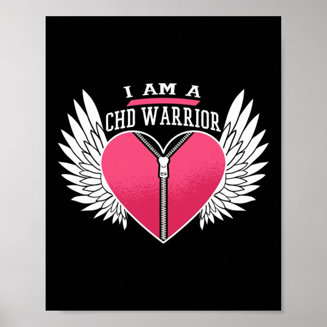 Póster Soy Un Chd Warrior Zipper Heart Con Ángel Wings (Frente)