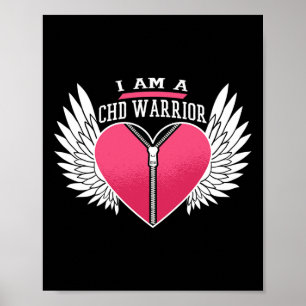 Póster Soy Un Chd Warrior Zipper Heart Con Ángel Wings