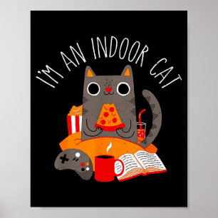 Póster Soy Un Gato De Interior Divertido Leyendo Café Jug