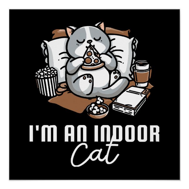 Póster Soy un gato de interior - Gato introvertido (Anverso)