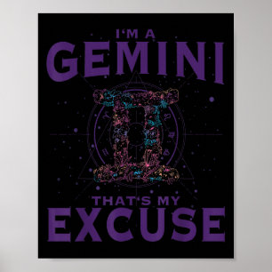 Póster Soy un Gemini Rótulo Zodiaco Gemini Gemelos de Art