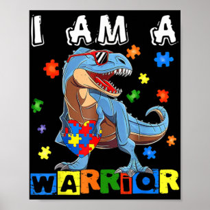 Póster Soy Un Guerrero Autismo Conciencia Dinosaurio Hear