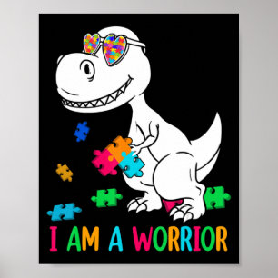 Póster Soy Un Guerrero Autismo Familiar De Dinosaurio Con
