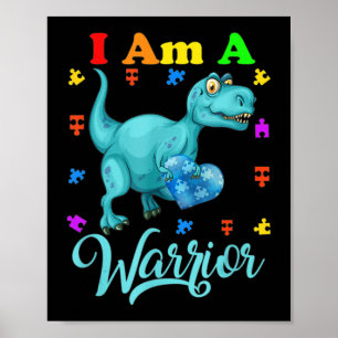 Póster Soy un guerrero familia de autismo TRex autismo de