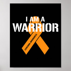 Póster Soy un guerrero Naranja Ribbon Leukemia Sensibiliz