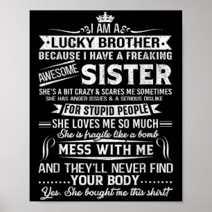 Póster Soy Un Hermano Afortunado Regalo Para Hermano De H
