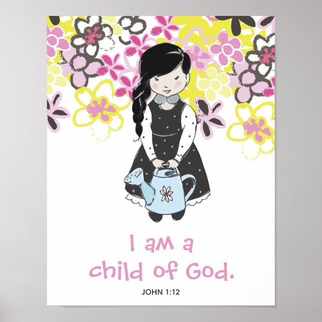 Póster Soy un hijo de Dios chica y flores (Frente)