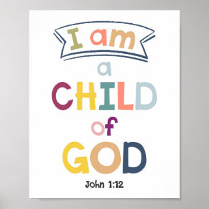 Póster Soy Un Hijo De Dios Niños Cristianos Poste Religio