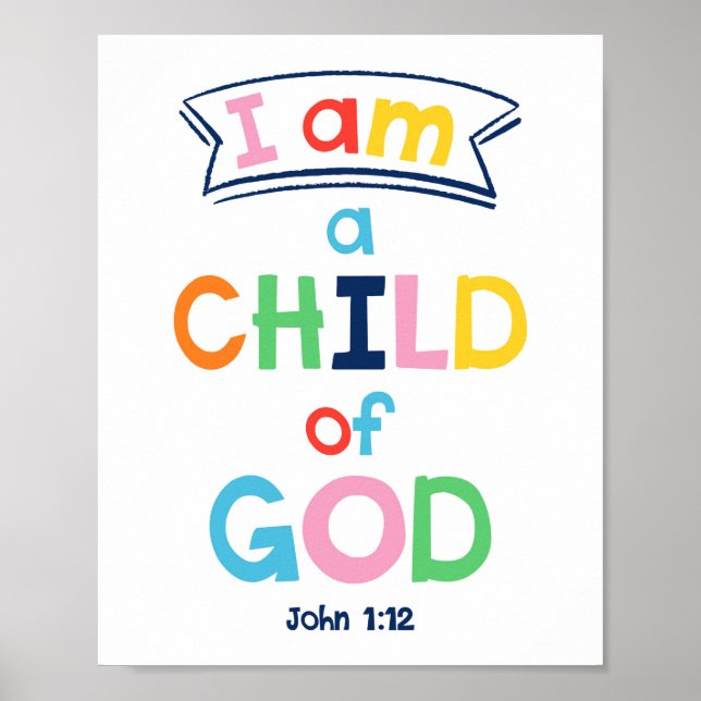 Póster Soy Un Hijo De Dios Niños Cristianos Poste Religio (Frente)