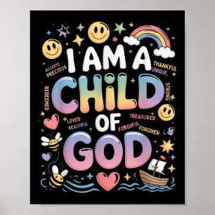 Póster Soy un hijo de Dios Retro cristiano Jesús Fe De