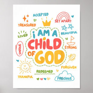 Póster Soy un hijo de Dios Retro Cristiano Jesús Fe De