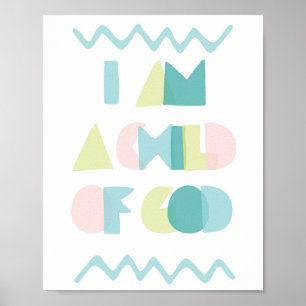 Póster Soy un niño de Dios colorido decoro de habitacione
