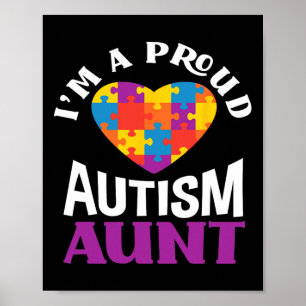 Póster Soy un orgulloso autismo tía Puzzle Heart Autism A