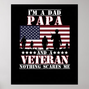 Póster Soy un papá y un veterano feliz día de los veteran