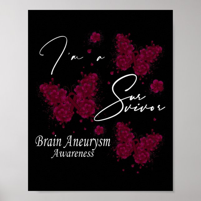 Póster Soy un superviviente de aneurisma cerebral Maripos (Frente)