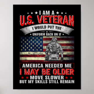 Póster Soy Un Veterano Uniforme Estadounidense De Nuevo S