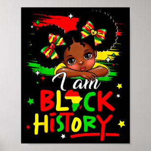 Póster Soy una chica de la historia negra afro con poco p