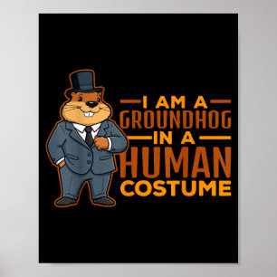 Póster Soy una marmota con un disfraz de humano Feliz día