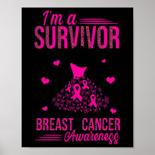 Póster Soy una sobreviviente de cáncer de seno rosado fem