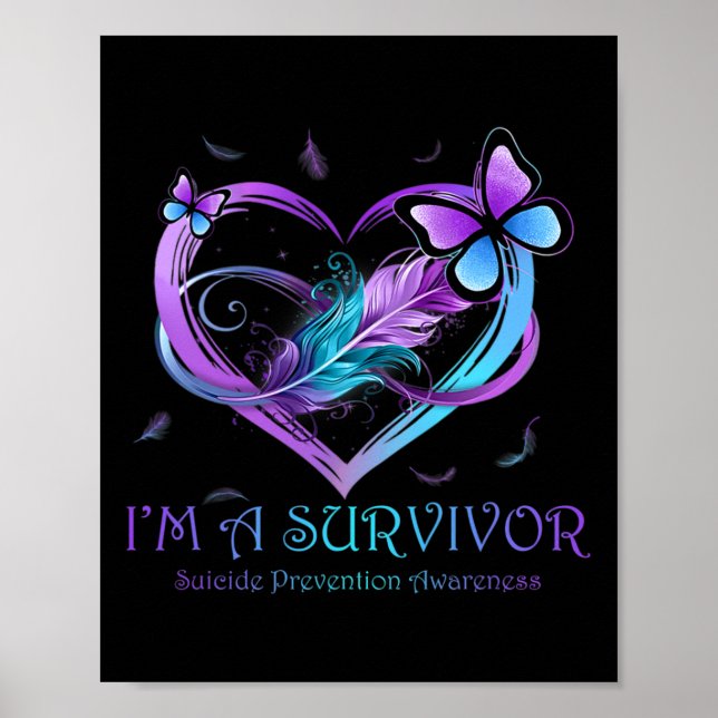 Póster Soy una sobreviviente de prevención del suicidio c (Frente)