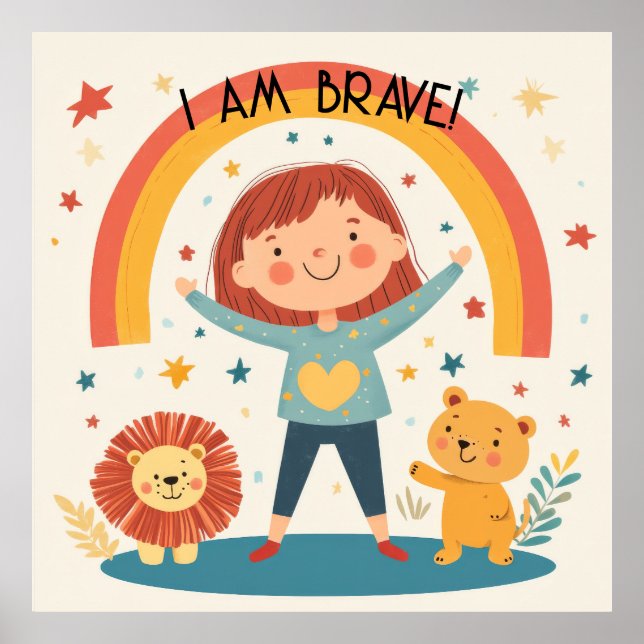 Póster Soy valiente - Poster de Afirmación Infantil (Frente)