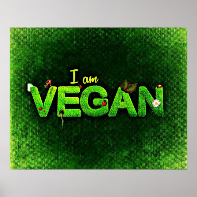 Póster Soy Vegan Escrito Con Una Textura Grasa De Natural (Frente)