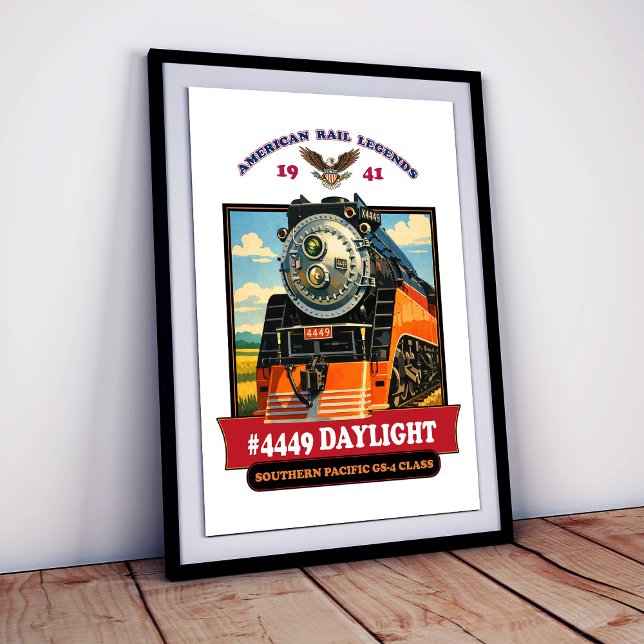Póster SP GS-4 Daylight 4449 Steam Locomotive Retro Print (SP GS-4 Daylight 4449 Steam Locomotive Retro Print. Poster)
