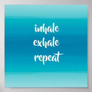 Póster spa inhalación exhale turquesa y franjas azules