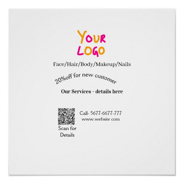 Póster Spa massage salon discount offer services contact  (Anverso)