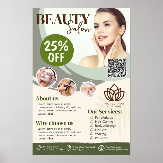 Póster Spa, Salón De Belleza - Poster De Negocios (Frente)
