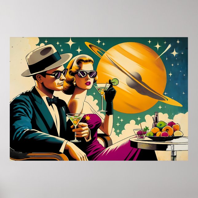 Póster Space Age Las Vegas Martini Gangster Party (Frente)